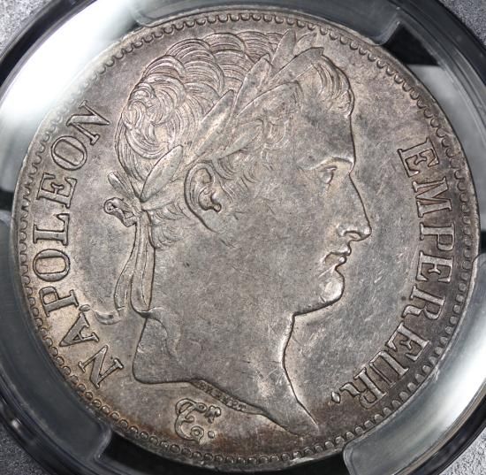 フランス France ナポレオン1世 月桂冠 5フラン銀貨 1811年 PCGS AU53