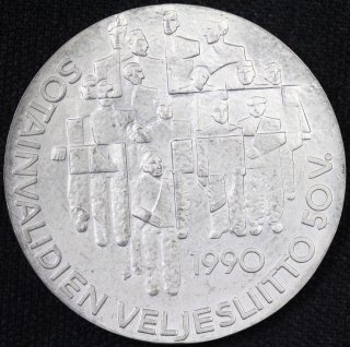 フィンランド Finland 傷痍退役軍人協会 50周年 100マルッカ銀貨 1990年