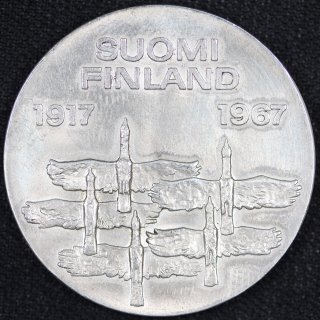 フィンランド Finland 独立50周年 10マルッカ 銀貨 1967年