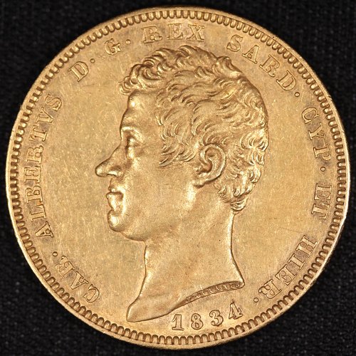 イタリア Italy サルデーニャ  カルロ・アルベルト 100リラ金貨 1834年
