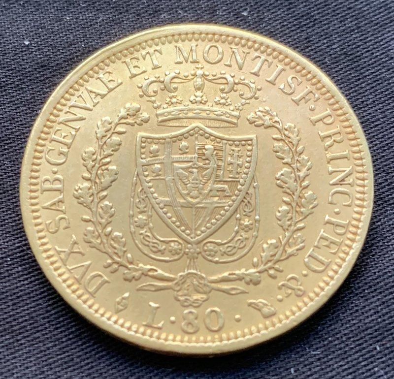 イタリア通過 リラ(68000) イタリア Italy サルデーニャ カルロ・フェリーチェ 80リラ金貨