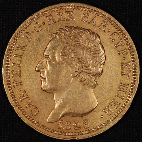 イタリア Italy サルデーニャ  カルロ・フェリーチェ 80リラ金貨 1828年