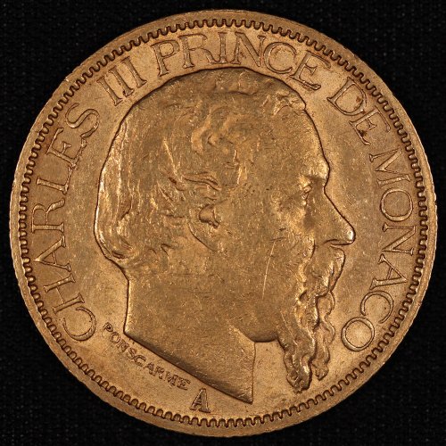 モナコ Monaco シャルル3世 Charles III 100フラン金貨 1886年