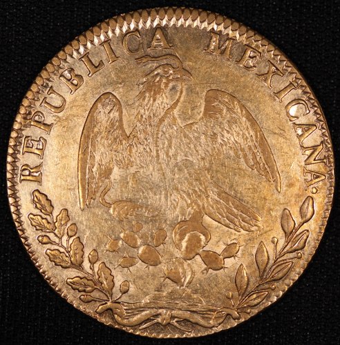 メキシコ Mexico 憲法とフリジア帽 8エスクード金貨 1844年