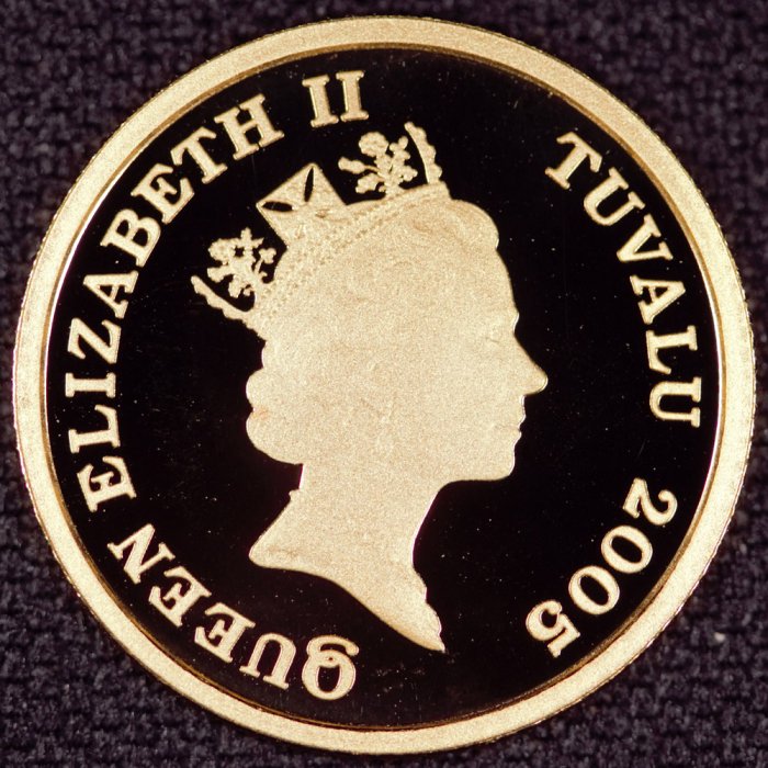 イギリス領 ツバル Tuvalu エリザベス2世 フクロウ 15ドル 1/10オンス 金貨 純金 2005年