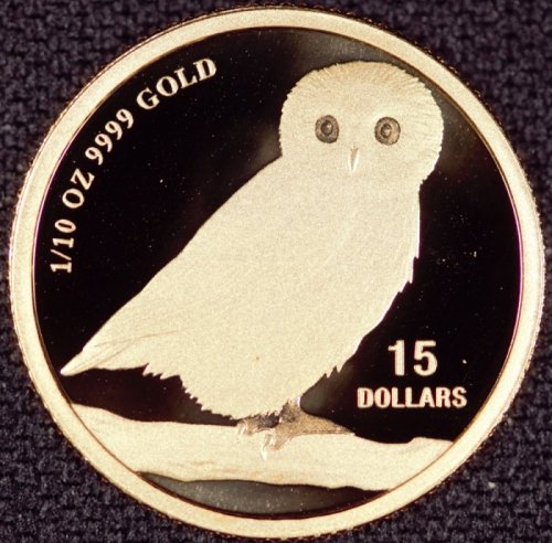 イギリス領 ツバル Tuvalu エリザベス2世 フクロウ 15ドル金貨 1/10オンス 2005年