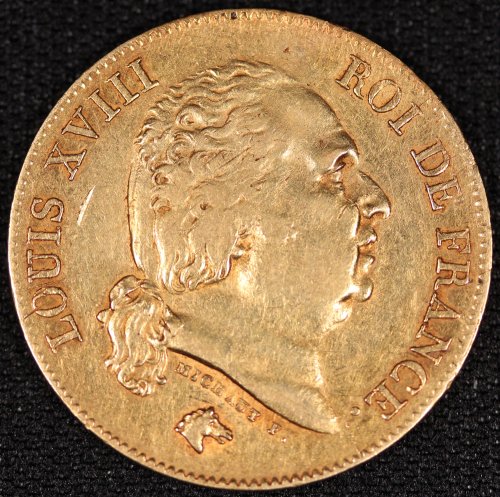 フランス France ルイ18世 Louis XVIII 40フラン金貨 1818年W