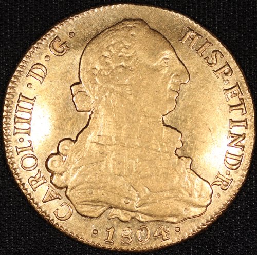 チリ Chile カルロス4世 Carlos IV 8エスクード金貨 1804年