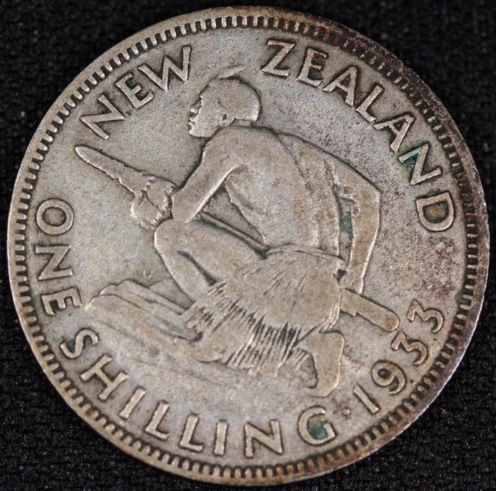 ニュージーランド New Zealand ジョージ5世 シリング銀貨 1933年