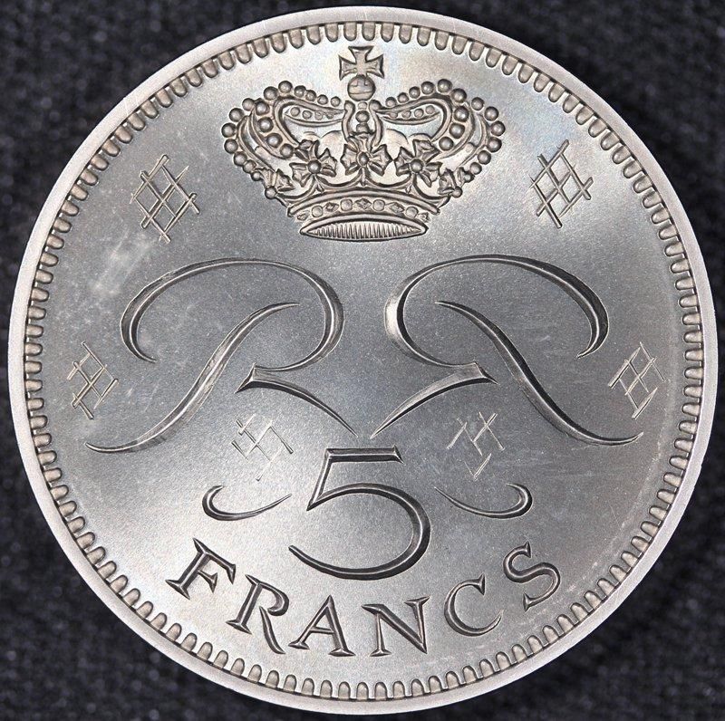 モナコ Monaco レーニエ3世 Rainier III 5フラン ピエフォー 1971年