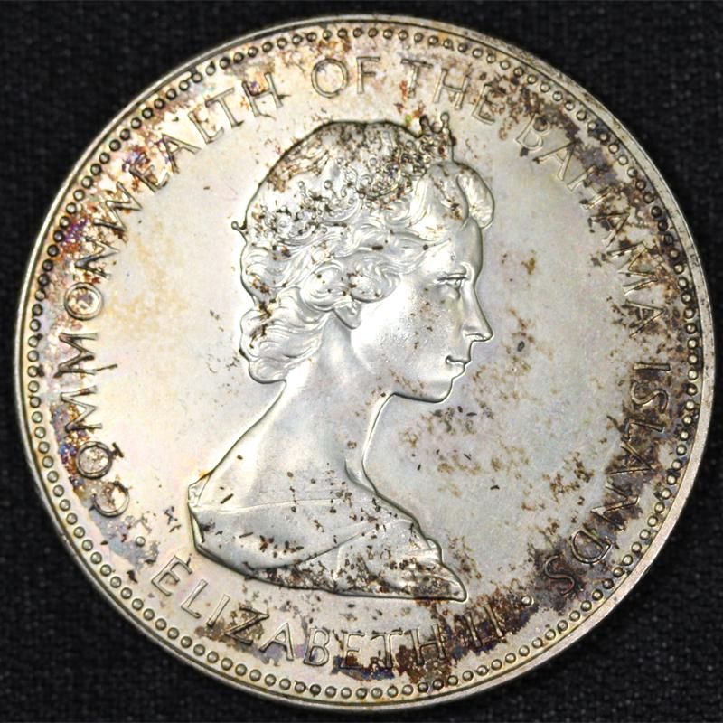バハマ Bahamas エリザベス2世 1ドル 銀貨 トーン 1972年
