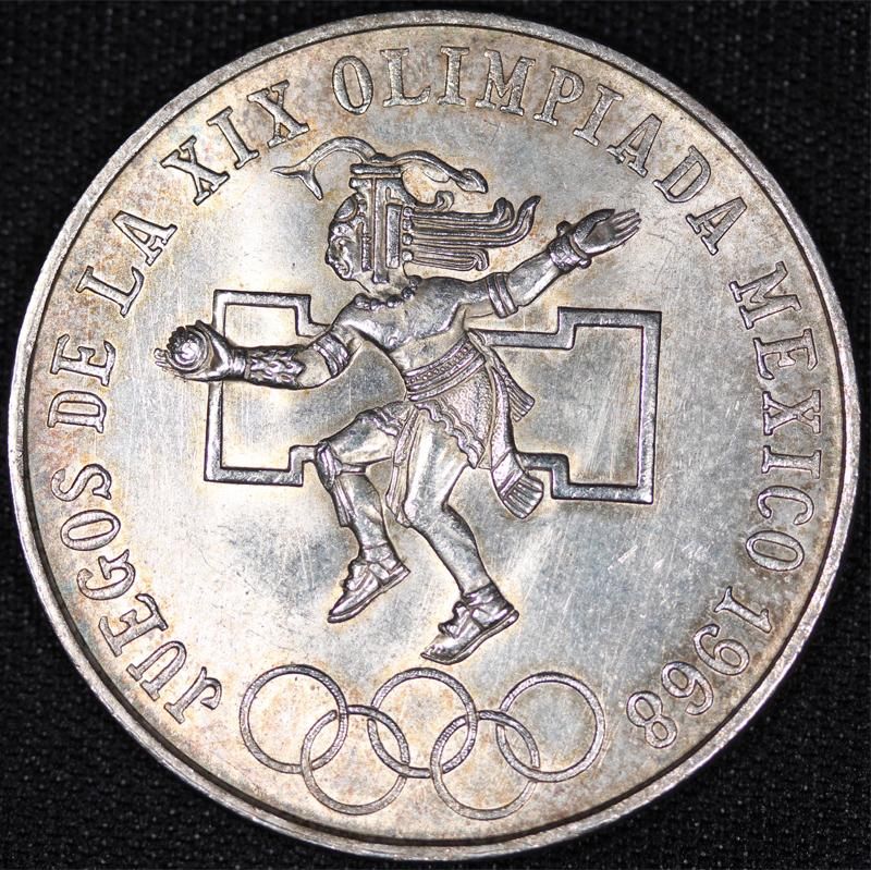 メキシコオリンピック25ペソ銀貨 　タイプ2 1968年　メキシコ造幣局 メキシコ Mexico メキシコシティーオリンピック 25ペソ銀貨 1968年