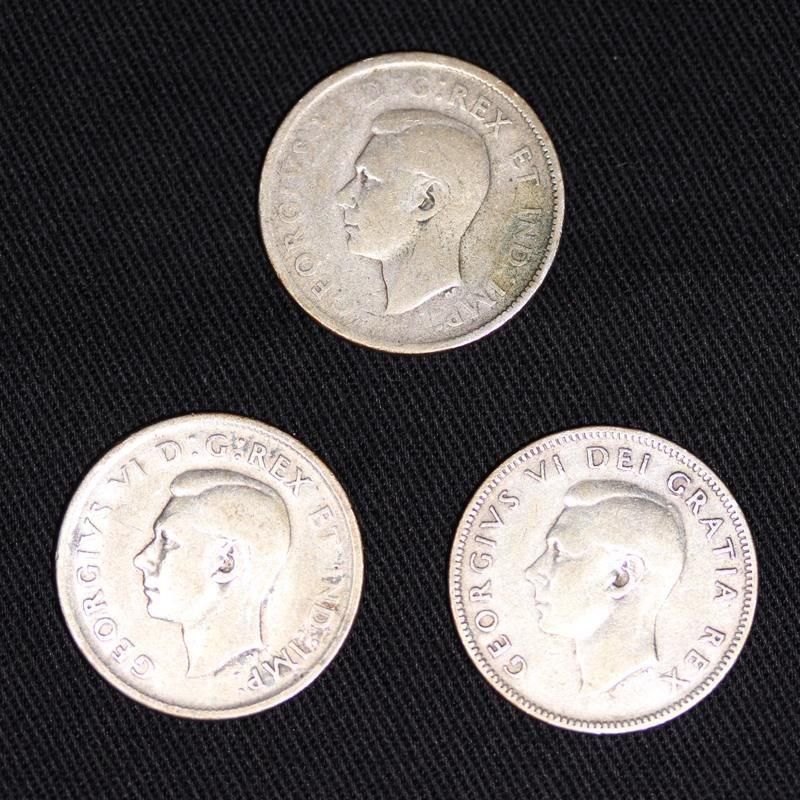 カナダ Canada ジョージ6世 カリブー 25セント銀貨 1943年/1945