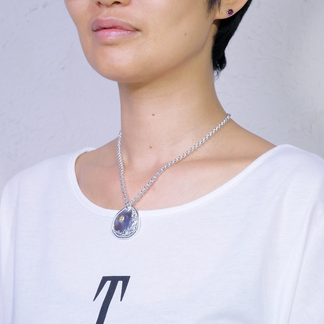 値下げ　　Studio T&Y　唐草トップ　ゴールドポイント　ネックレストップ フェザージュエリー 唐草トップ特大＋純金小 【 STUDIO T&Y