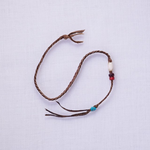 Braided Deer Skin Code with Beads ( Natural )