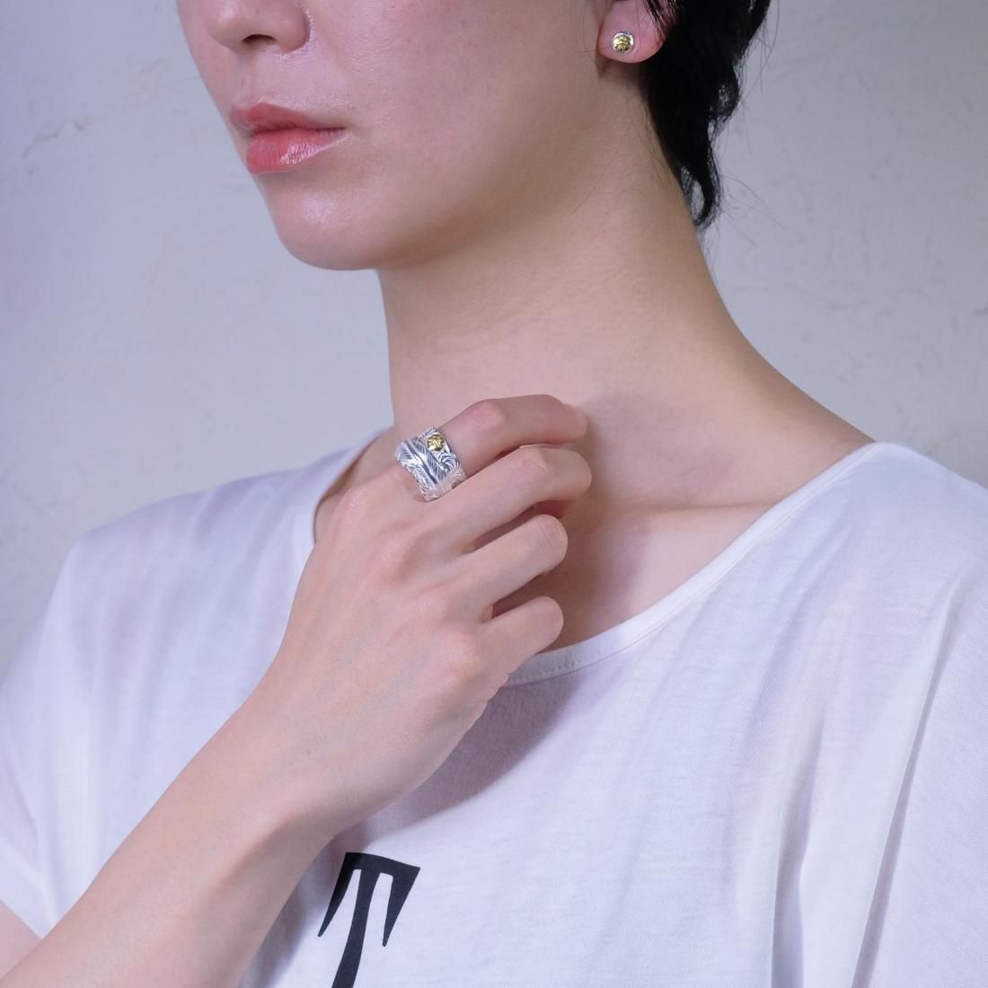スタジオ t&y フェザー 唐草 リング 指輪 インディアンジュエリー フェザージュエリー 唐草フェザーリング トリプルゴールド（ TB