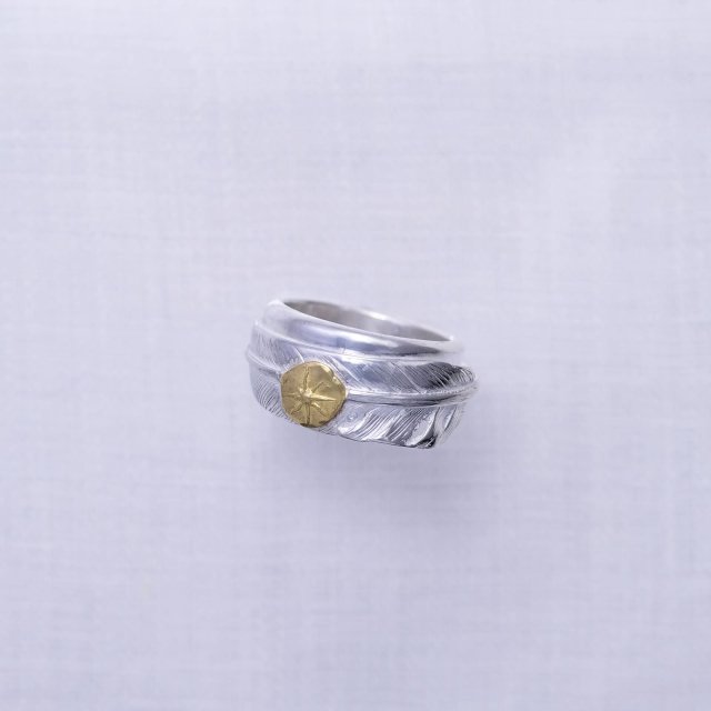 Feather Ring 2 with Gold Point L