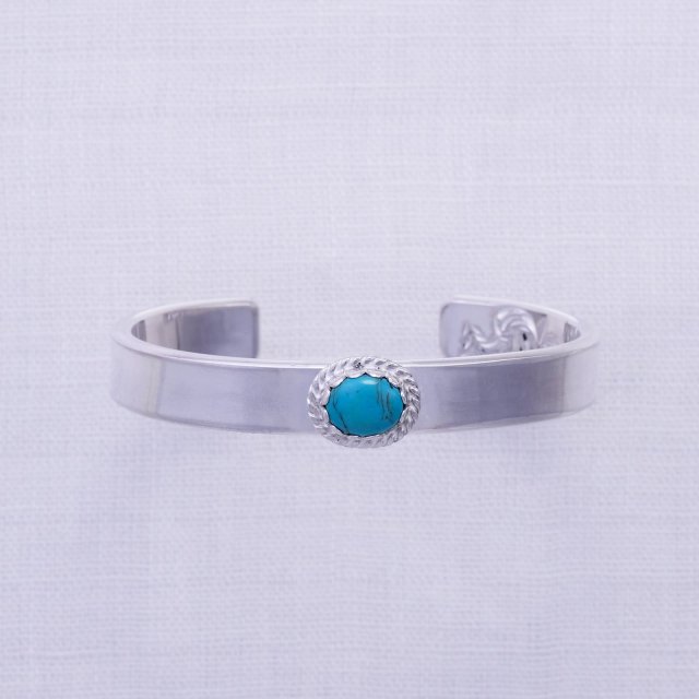Plain Bangle 10mm width with Turquoise