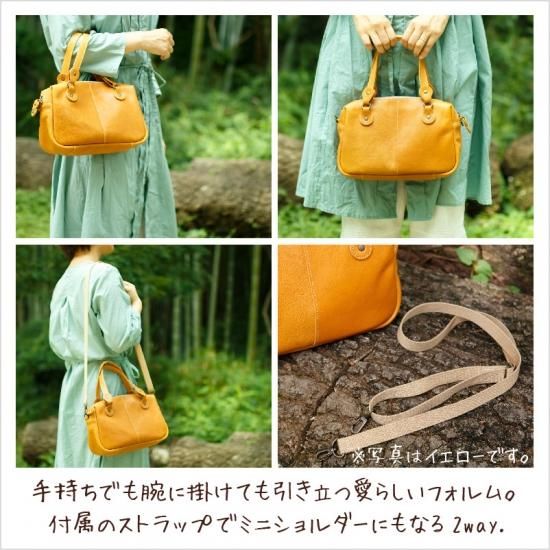 ヌメ革ミニボストンバッグ(2way)キャメル(レザー 牛ヌメ革) ヌメ革ミニボストンバッグ(2way)キャメル(レザー 牛ヌメ革)