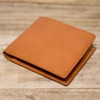 ヌメ革　本革　長財布　二つ折り財布　オレンジブラウン 栃木レザー 長財布 二つ折り かぶせ式 かぶせ長財布 本革 革