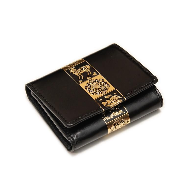 正倉院文様三つ折りコンパクト革財布（全5色） - 革遊びHARUHINO