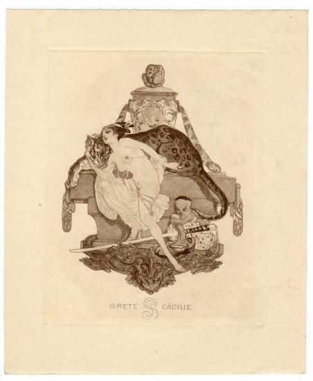 フランツ・フォン・バイロス蔵書票 Grete C?cilie P.S.(Pauker フランツ・フォン・バイロス蔵書票 Grete C?cilie P.S.(Pauker