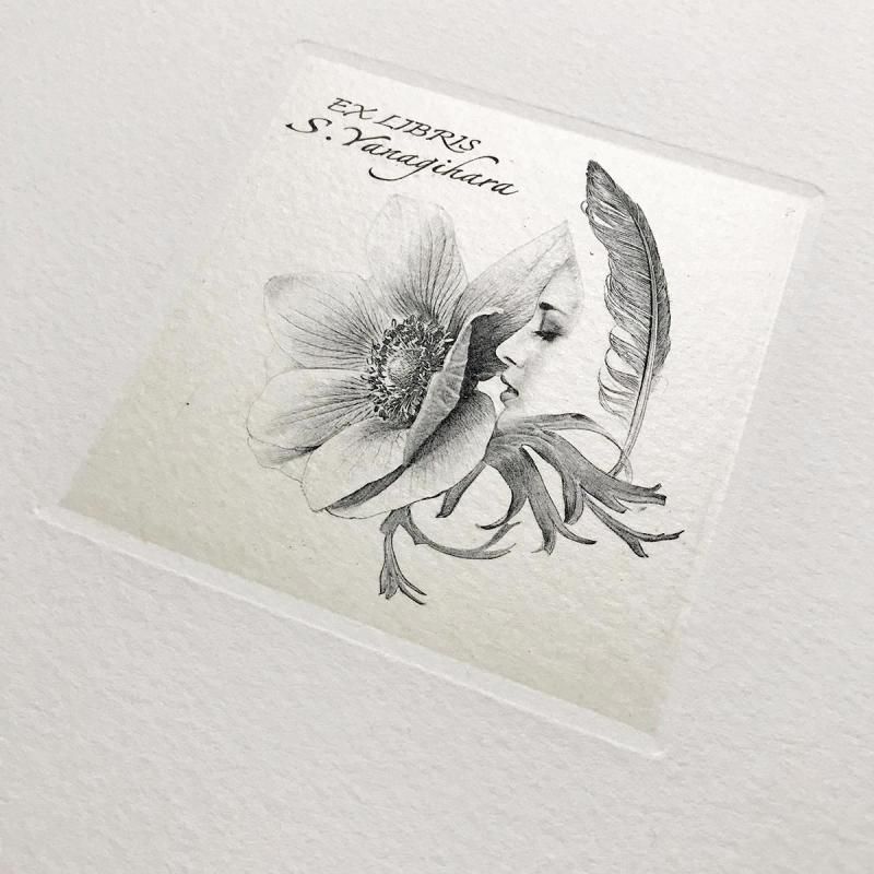 伊豫田 晃一 銅版画 蔵書票作品 『Anemometer(風速計) 』モノクロ版