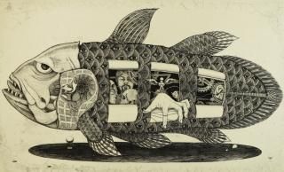多賀 新 銅版画 魚シリーズ No.25「食魚種」＊シート - y art