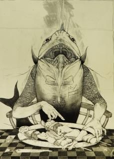 1207 多賀新 「魚No17Coelcanth」 エッチング 限定40部 版画 1207 多賀新 「魚No17Coelcanth」 エッチング 限定40部 版画