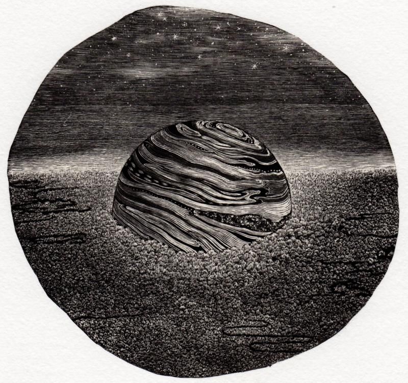 木口木版画作品 「月世界」