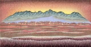 渡辺裕司 木版画 矢田寺あじさい