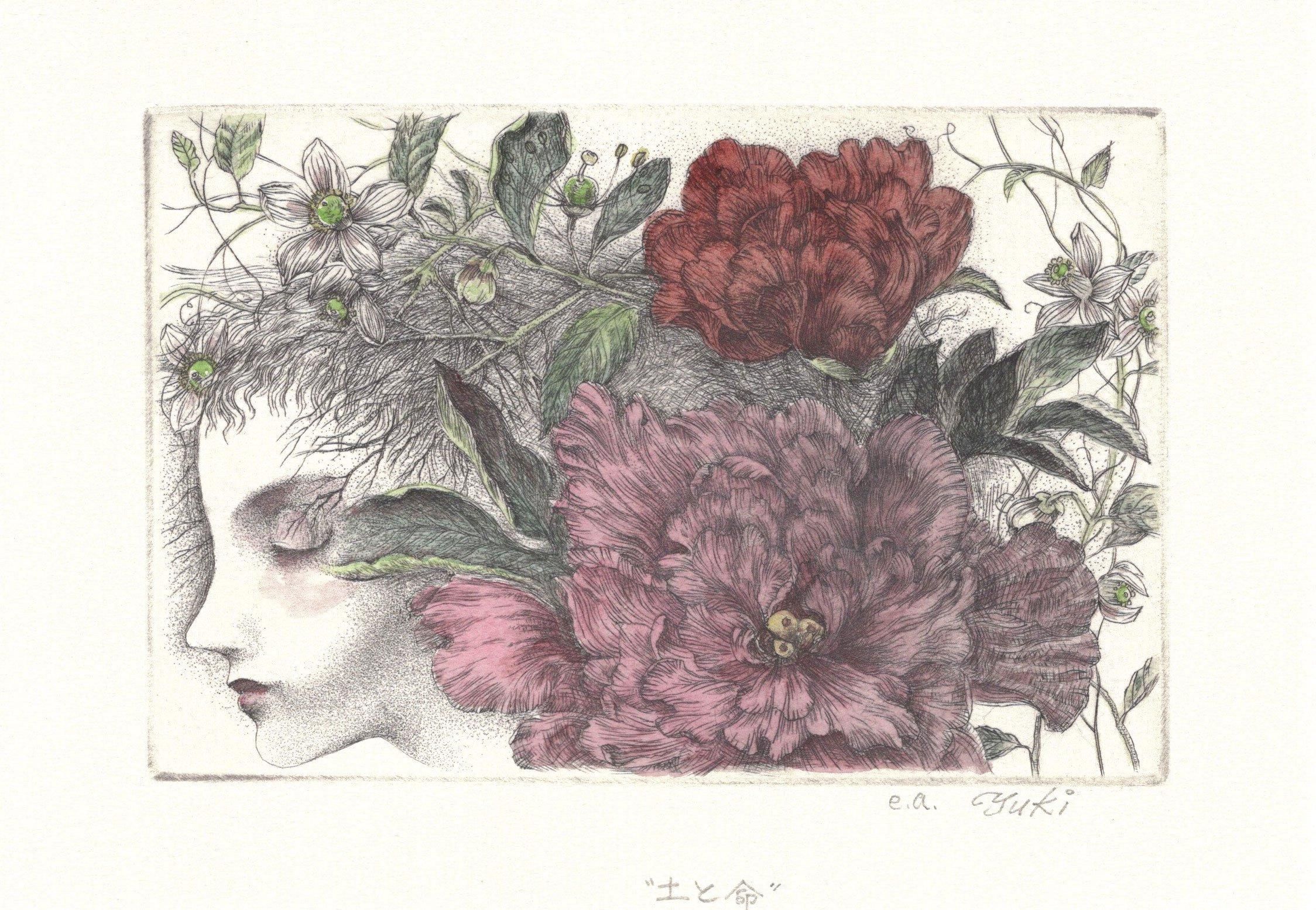 林 由紀子 『土と命』 銅版画・手彩色 ＊シート - y art gallery