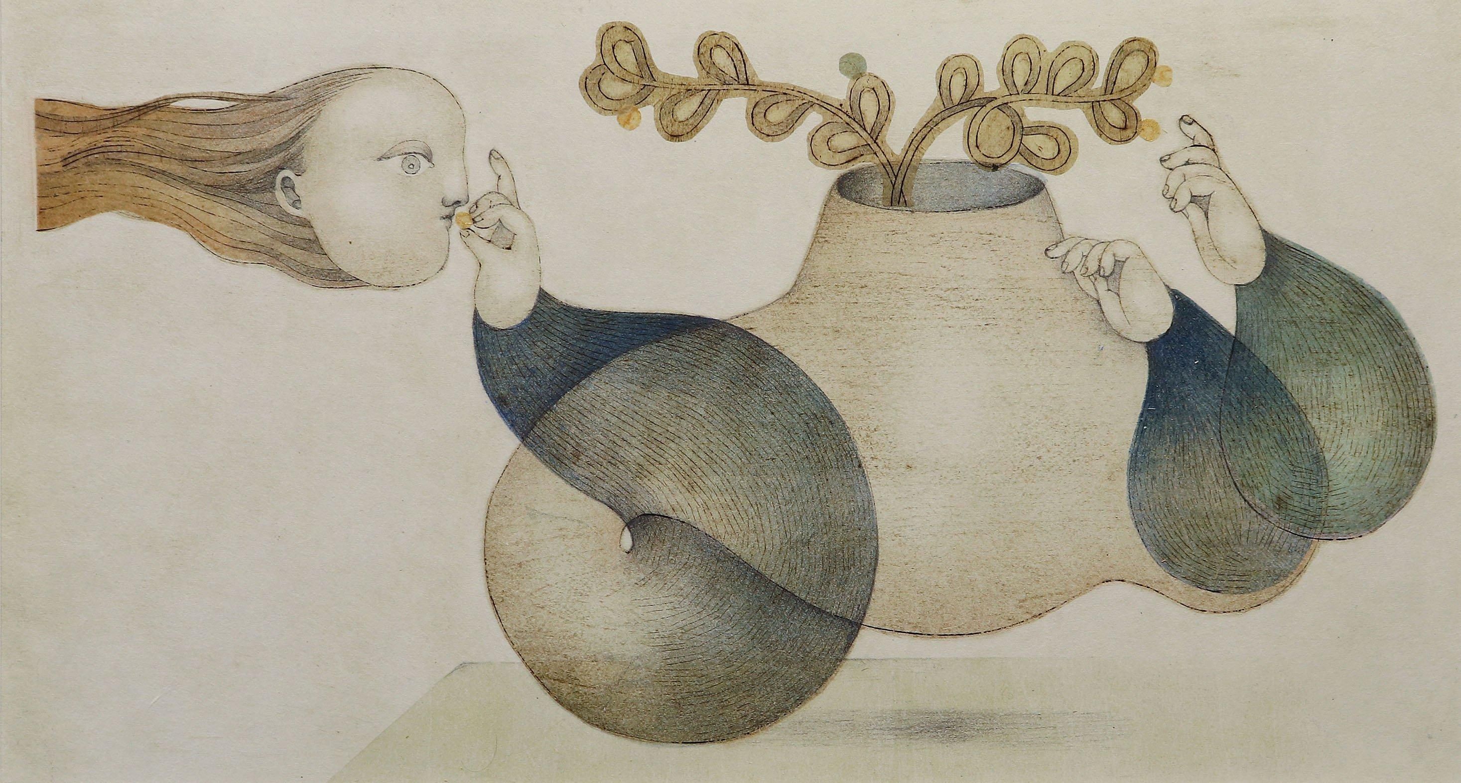 タイトル[知性と知恵]　　高見沢耳のジクレー版画作品　一点物の版画作品です タイトル[知性と知恵] 高見沢耳のジクレー版画作品 一点物の版画