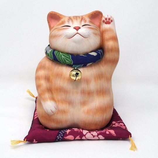 1点物 もりわじんさん作品 猫 手捻り 1点もの 招き猫 サイン