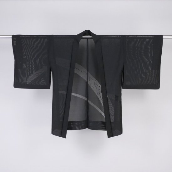 夏羽織 黒羽織 部分レース 絽 裄丈62.5cm - リサイクルきもの 華