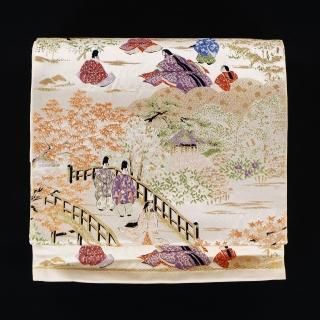 7月15日迄の価格　厄除け鱗紋 季節の花　波柄 あられ柄 袋帯 正絹　仕立て品 帯 - リサイクルきもの 華