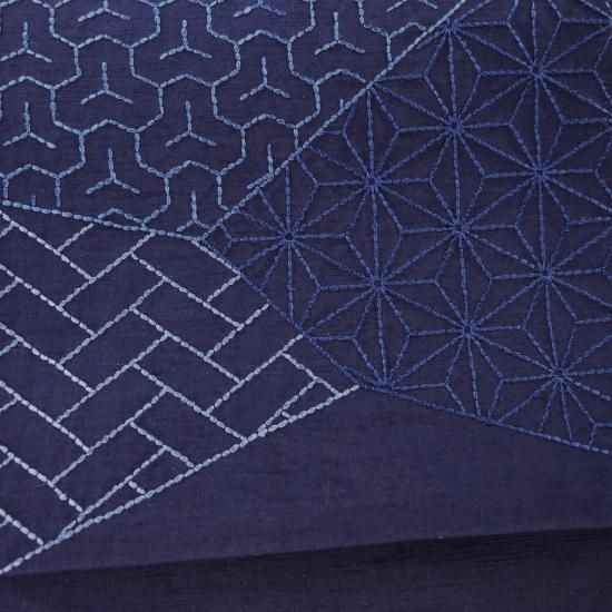 名古屋帯 刺し子 藍染 裂取り 美品