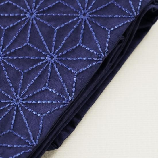 名古屋帯 刺し子 藍染 裂取り 美品