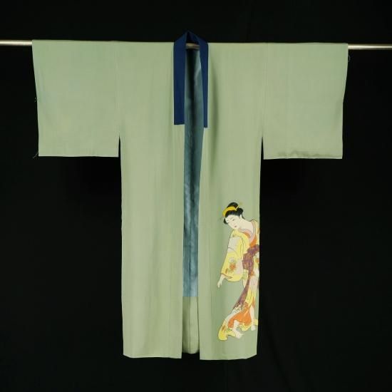 浮世絵美人画 男物長襦袢 江戸の風情 手描き時代物 Antique Ukiyoe 浮世絵美人画 男物長襦袢 江戸の風情 手描き時代物 Antique Ukiyoe