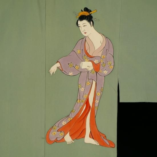 男性襦袢 浮世絵 美人画 裄丈69.5㎝