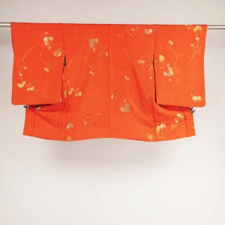 羽織　紐付き　鮮やかな橙色　裄丈64�