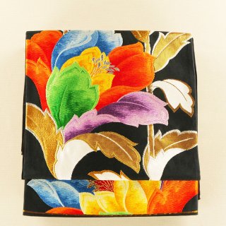 袋帯　カラフルな花　唐織り