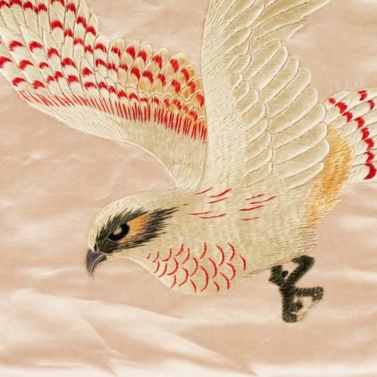 アンティーク 鷹 名古屋帯 繻子地の豪華刺繍 正絹 AO-1612