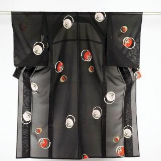 最終お値引き☆アンティーク正絹絽 柳鷺水墨画 夏メンズ長襦袢