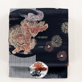 アンティーク 名古屋帯 逸品！ キジ 刺繍 金駒刺繍 正絹 IK-1404