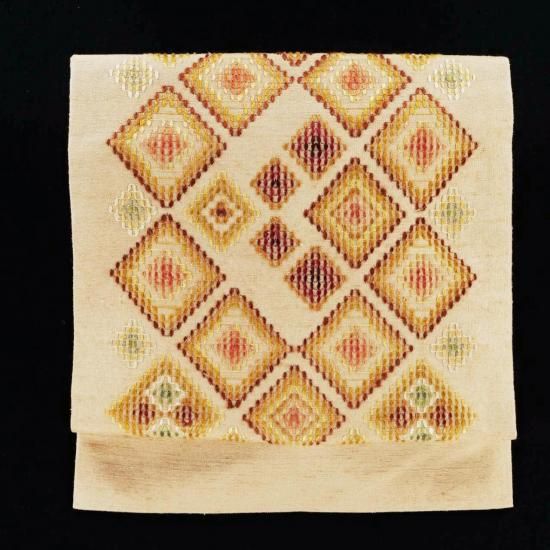 名古屋帯 紬 菱文様 新古品