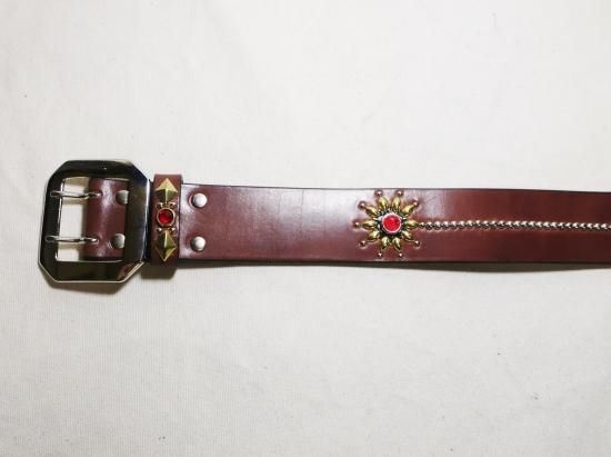 メンズ　スタッズ　ベルト　サドルレザー スタッズベルト/サドルレザー/スパイダー