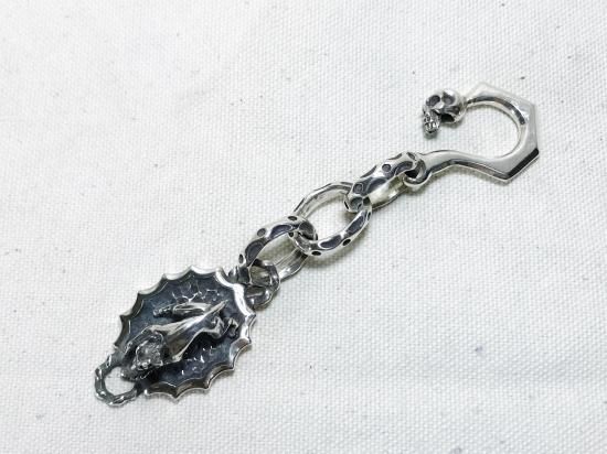 【上品】 スカルキーチェーン アンク十字架 シルバーアクセサリー キー キーチェーン