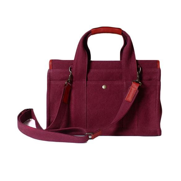 ふるさと納税 カバン ショルダーバッグ 福井県 福井市 ELLE - 2WAY SHOULDER ワイン E-042021_02 ワイン ELLE - SHOULDERBAG ワイン【 おしゃれ 肩かけ 綿 牛革 トート