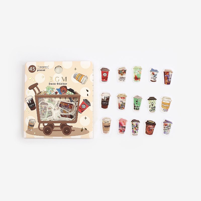 フレークシール“箔押し” 「コーヒー自販機」15デザイン×3枚 - BGM｜ビージーエム公式通販